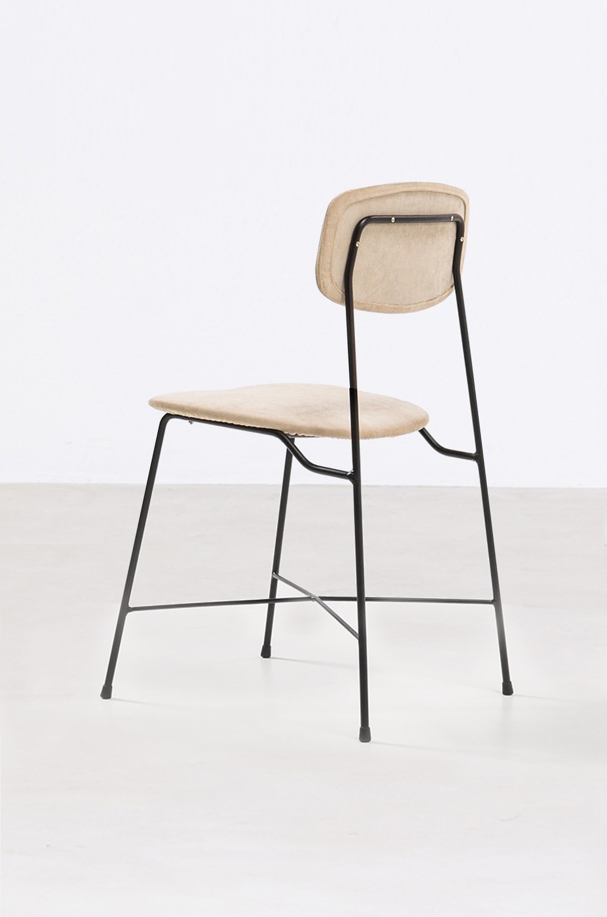 Georges Coslin  Rare set of ten chairs in iron and fabric upholstery.  Faram production, Italy, 1950's.