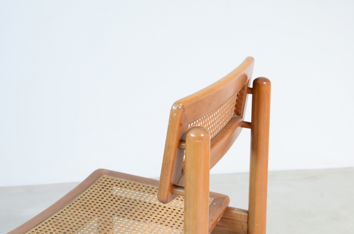 Set of 6 chairs in light wood with Vienna straw seat and back.  Italian manufacture around 1960.