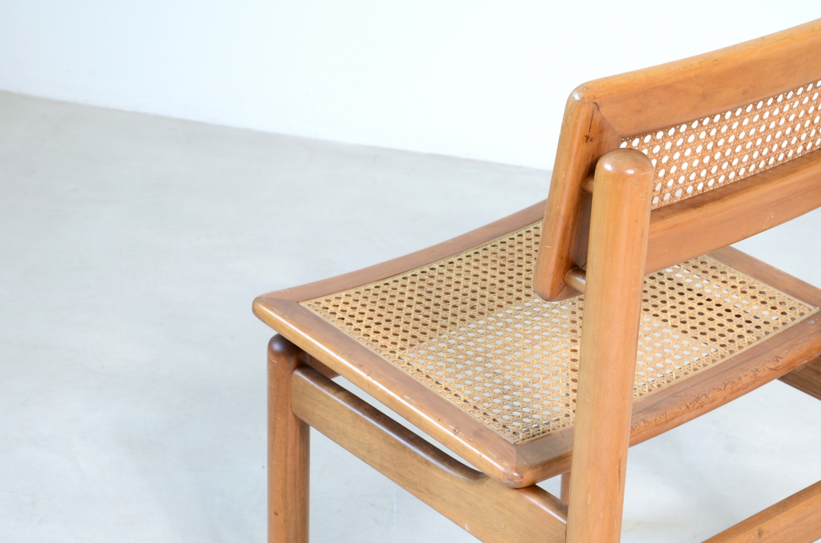 Set of 6 chairs in light wood with Vienna straw seat and back.  Italian manufacture around 1960.