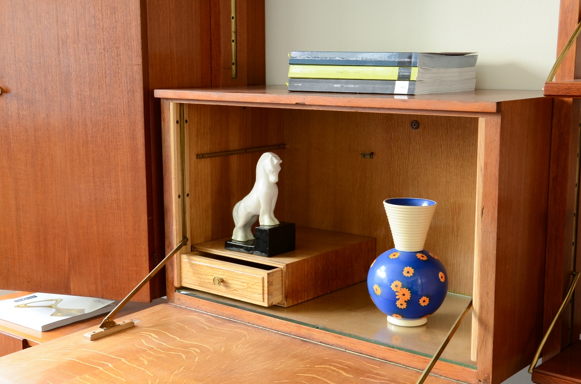 Paolo Buffa Large bookcase with compartments and shelves