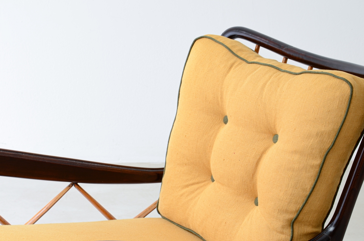 Paolo Buffa  Pair of armchairs in stained wood and blond maple 