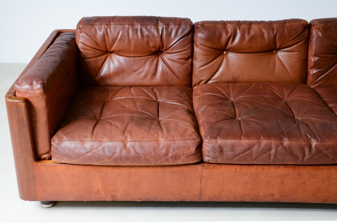 Three seater leather sofa from the 1960's.