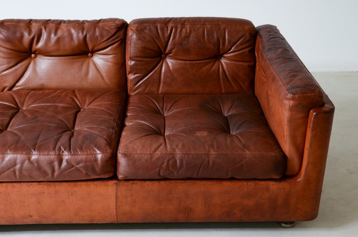 Three seater leather sofa from the 1960's.
