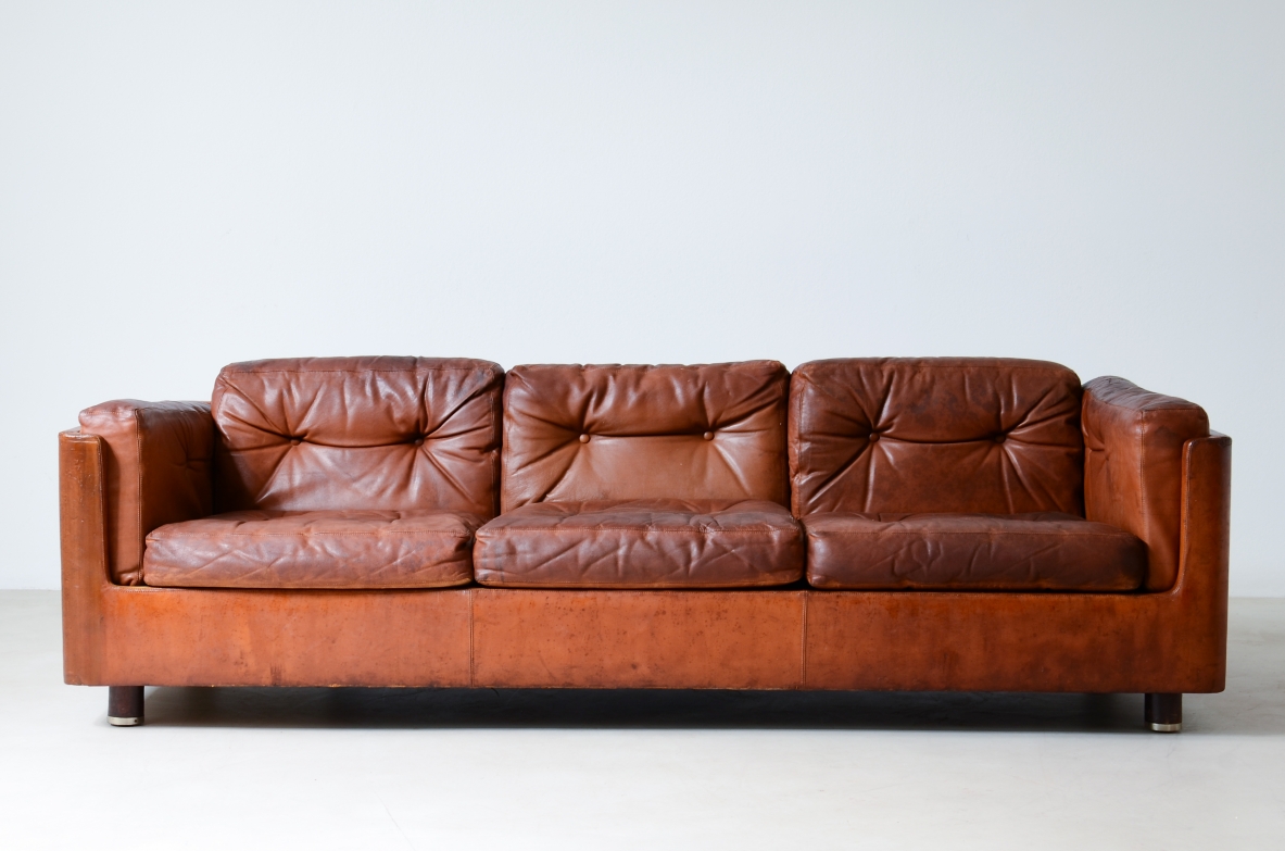 Three seater leather sofa from the 1960's.