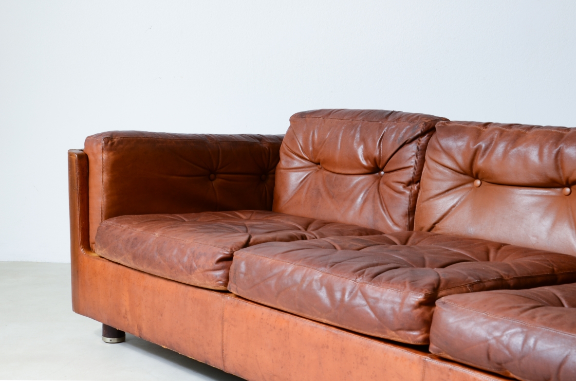 Three seater leather sofa from the 1960's.