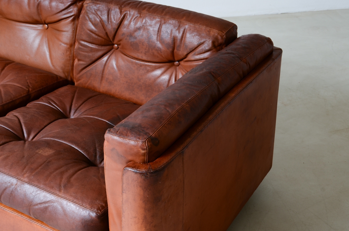 Three seater leather sofa from the 1960's.