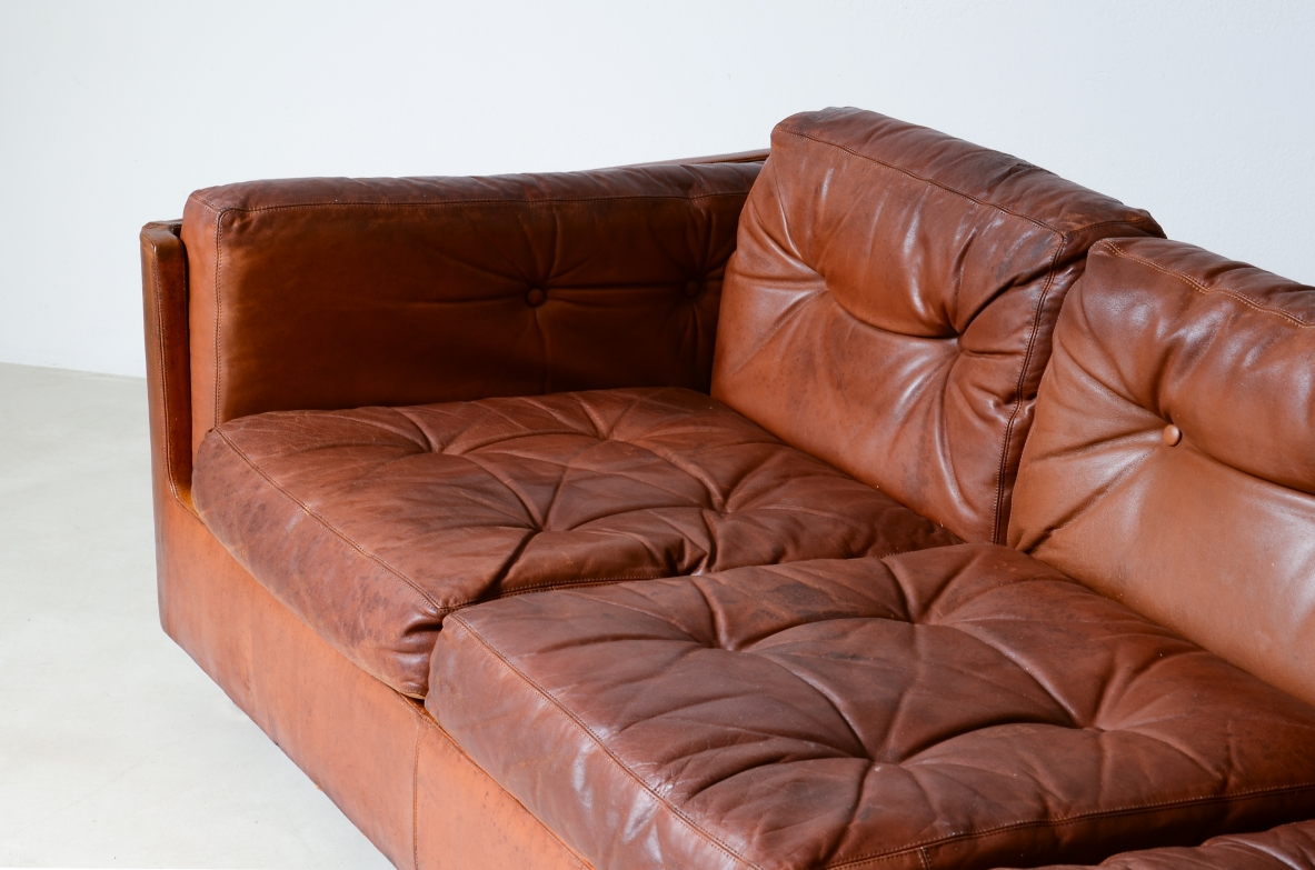Three seater leather sofa from the 1960's.