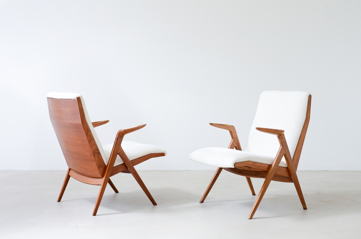 Taichiro Nakai  Rara coppia di poltrone in ciliegio 1955 Cantù