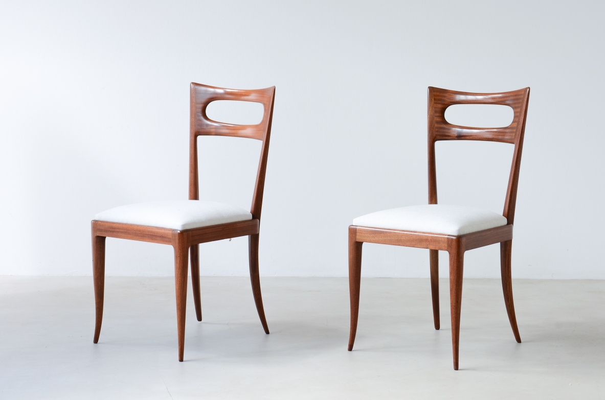 Paolo Buffa (1903-1970)  Group of 12 chairs made up of two variations of the same model.  Serafino Arrighi manufacture approx. 1940