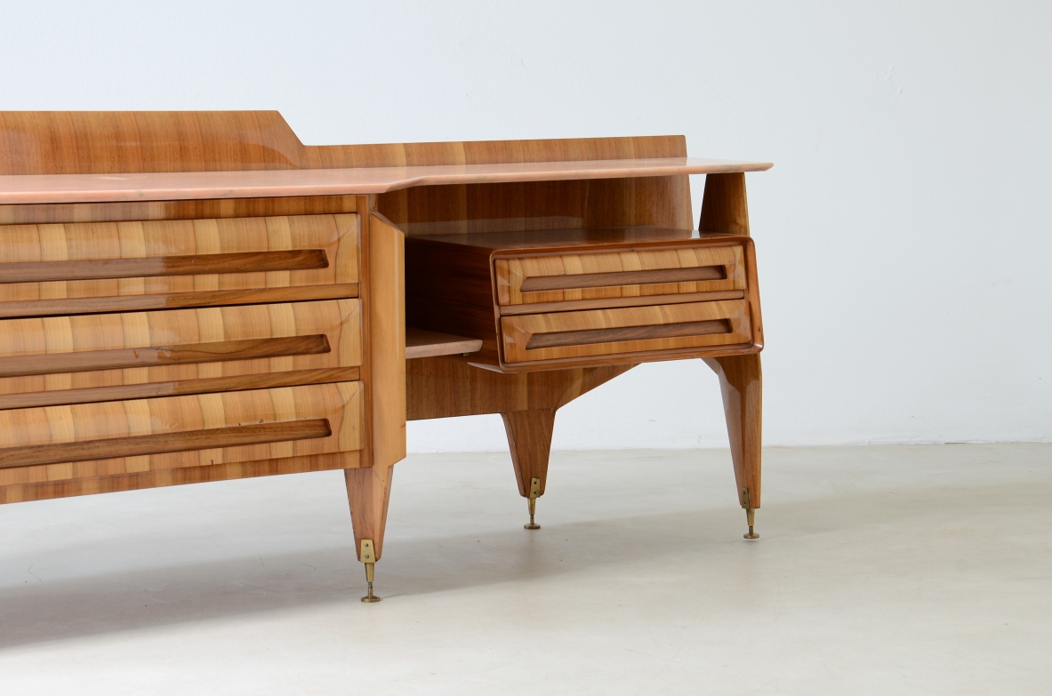 Beautiful walnut chest of drawers with Portuguese light pink marble