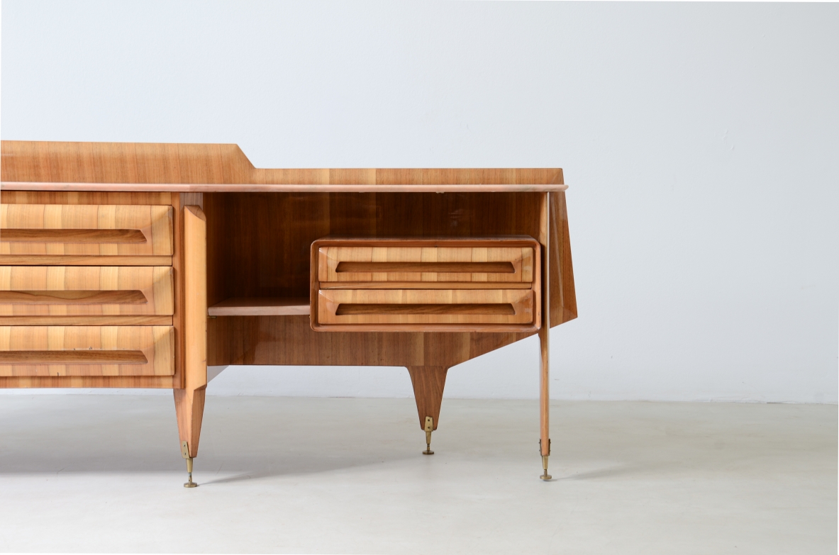 Beautiful walnut chest of drawers with Portuguese light pink marble