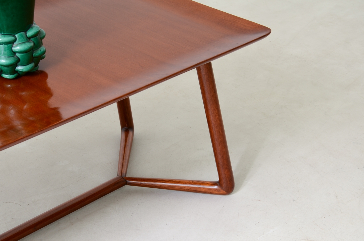 Elegant coffee table in ash with refined carved top 1950's