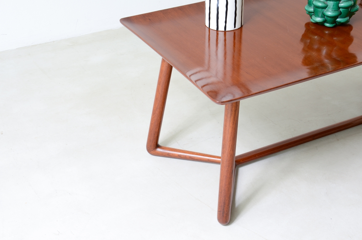 Elegant coffee table in ash with refined carved top 1950's