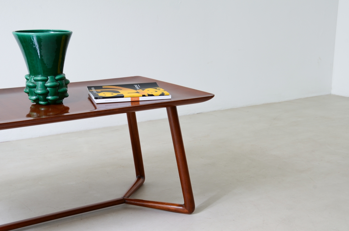 Elegant coffee table in ash with refined carved top 1950's