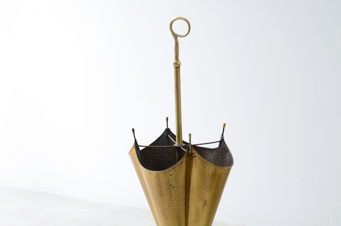 Shaped brass umbrella stand.  Italian manufacture from the 1960s
