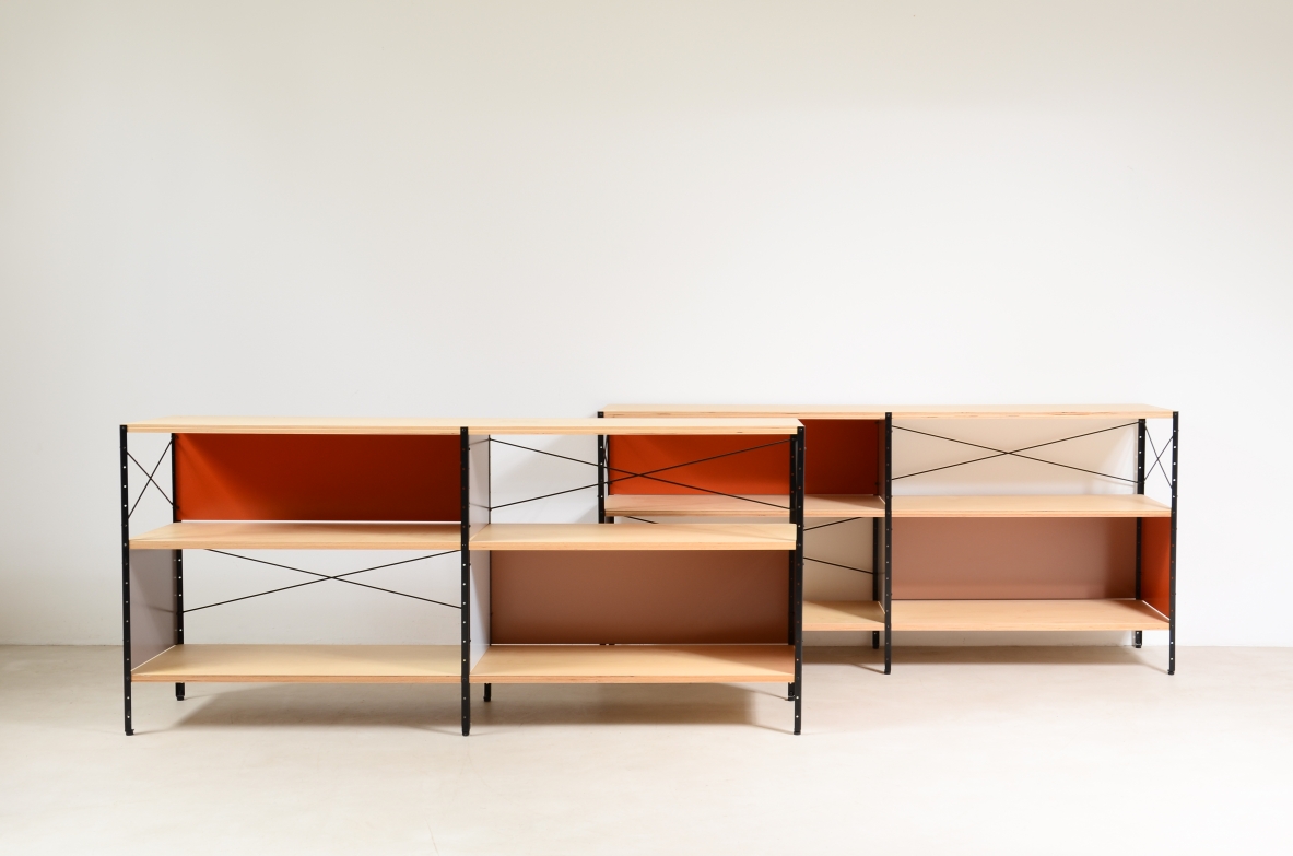 Modular bookcase with 3 or 6 shelves in birch plywood