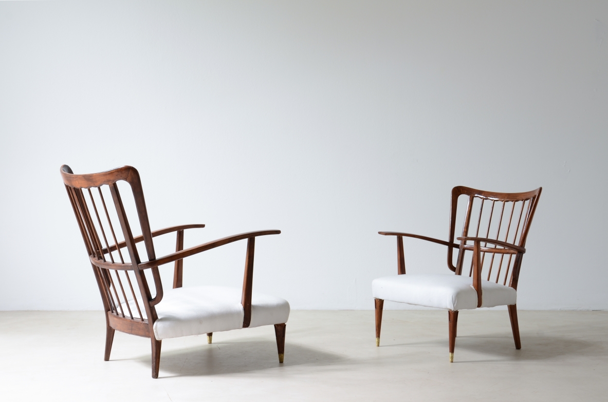 Paolo Buffa. Two rare cherry wood armchairs, collection italian design, children size