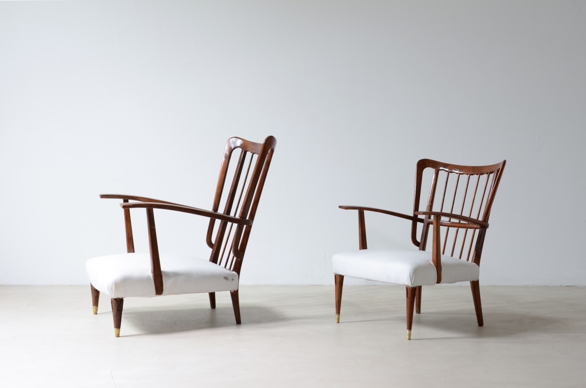 Paolo Buffa. Two rare cherry wood armchairs, collection italian design, children size