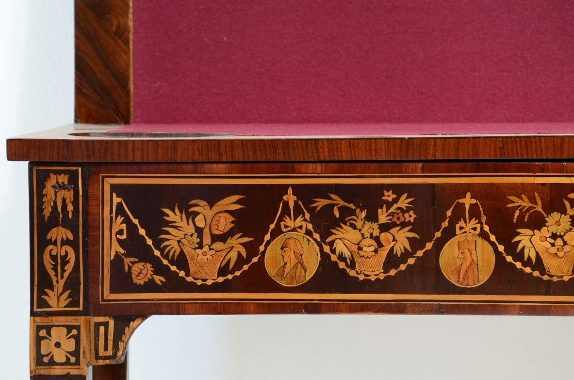 Elegant gaming table with inlay designs.North italian manufacture, Louis XVI era. 1780ca.