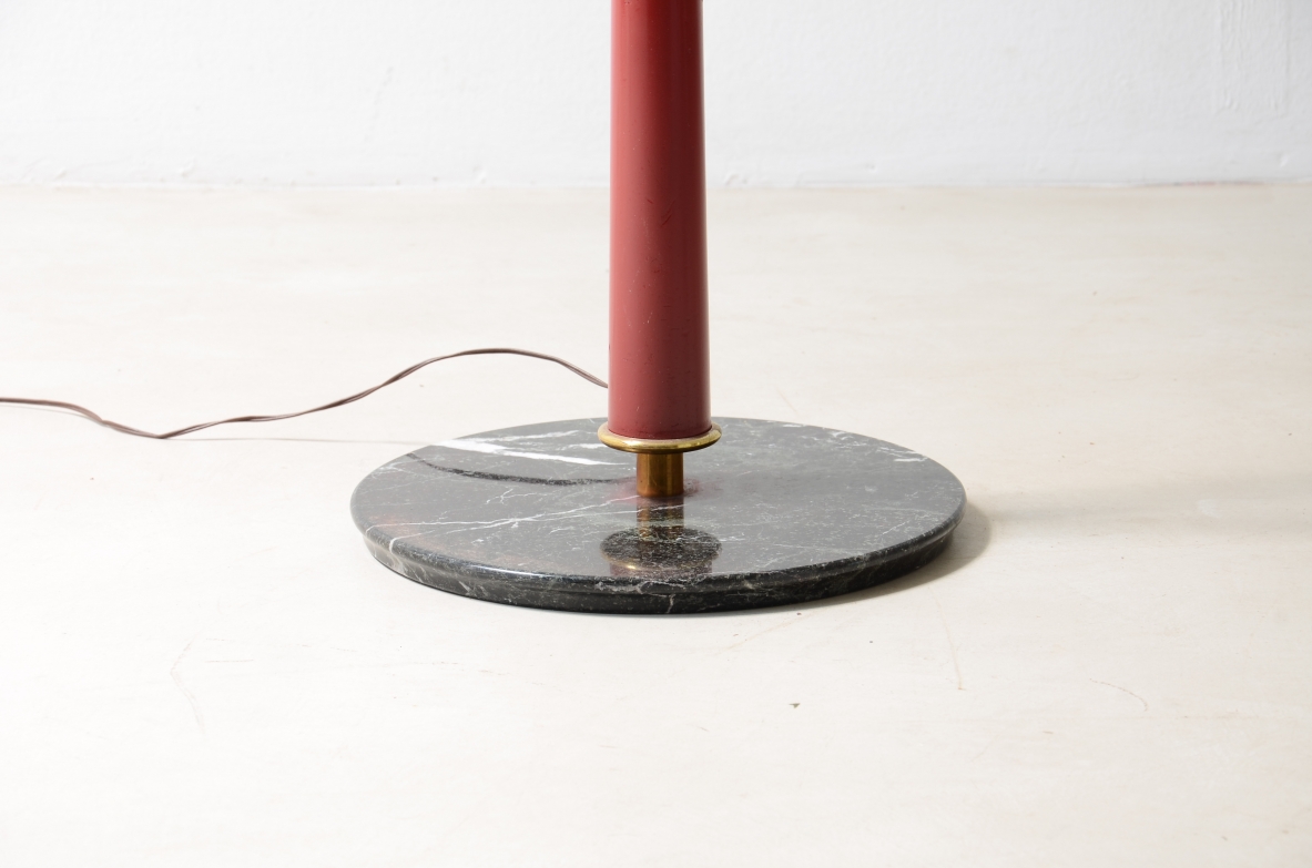 Stilnovo Milano  Lampada con base in marmo verde alpi e stelo in legno laccato