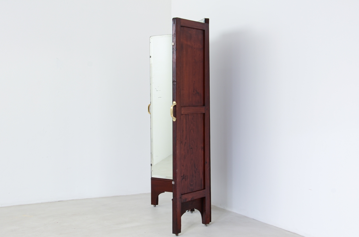 Dressmaker's mirror with wooden frame and brass handles, italy 1930