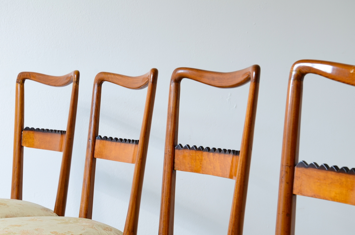 Fratelli Marelli  6 cherry chairs with open backrest 1950