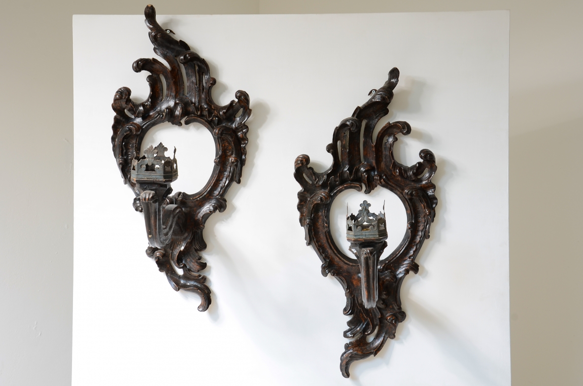 splendid Venetian palace torch holders, Rococco 1730-1750.