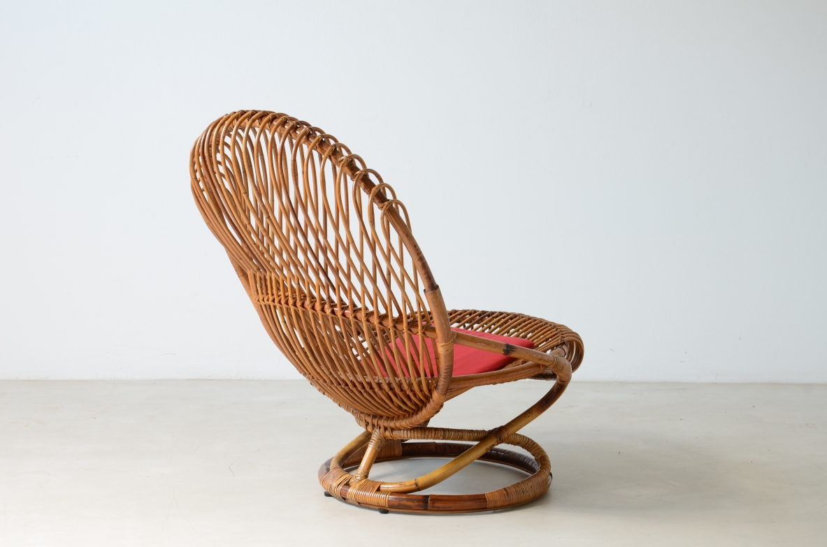 Bonacina 1960 Splendida poltrona in rattan intrecciato.