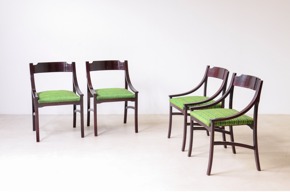 Melchiorre Bega 4 sedie in legno sagomato.1964