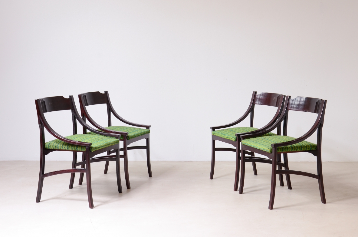 Melchiorre Bega 4 sedie in legno sagomato.1964