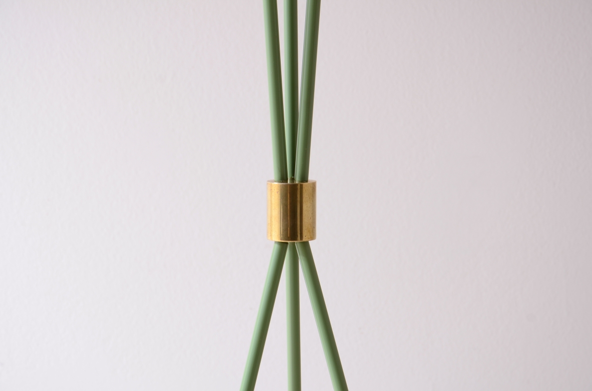 Stilnovo Milan  Rare floor lamp in light green lacquered metal, 1950.