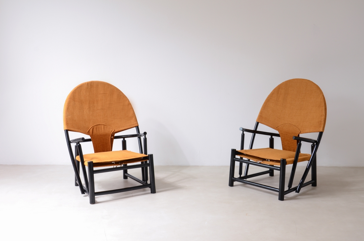 Werther Toffoloni and Piero Palange  Pair of armchairs in lacquered wood. Germa, Italy, 1972.