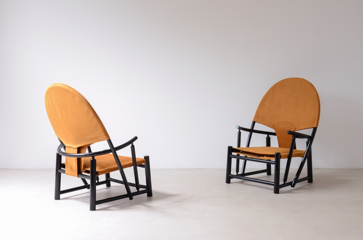 Werther Toffoloni and Piero Palange  Pair of armchairs in lacquered wood. Germa, Italy, 1972.