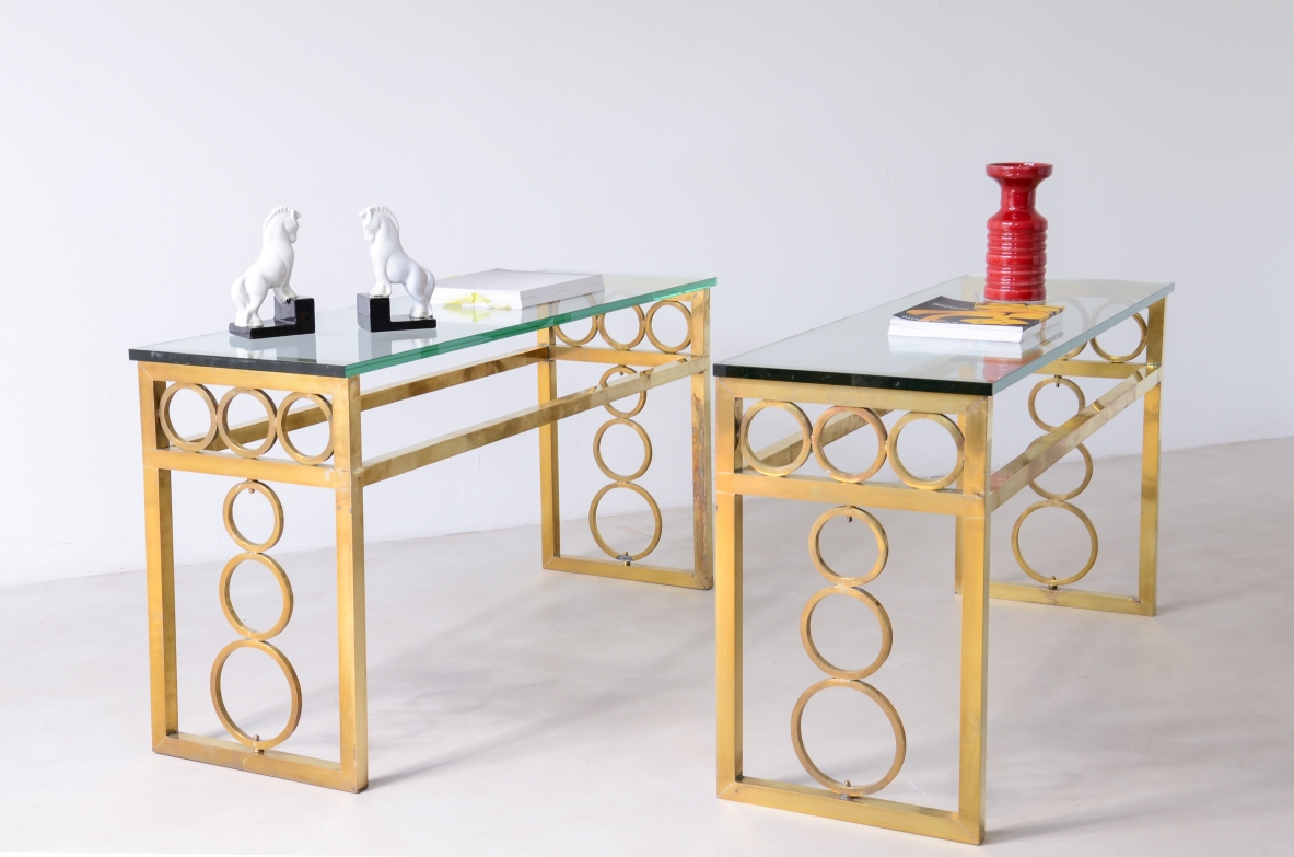 Coppia di console in ottone, Francia 1970ca.