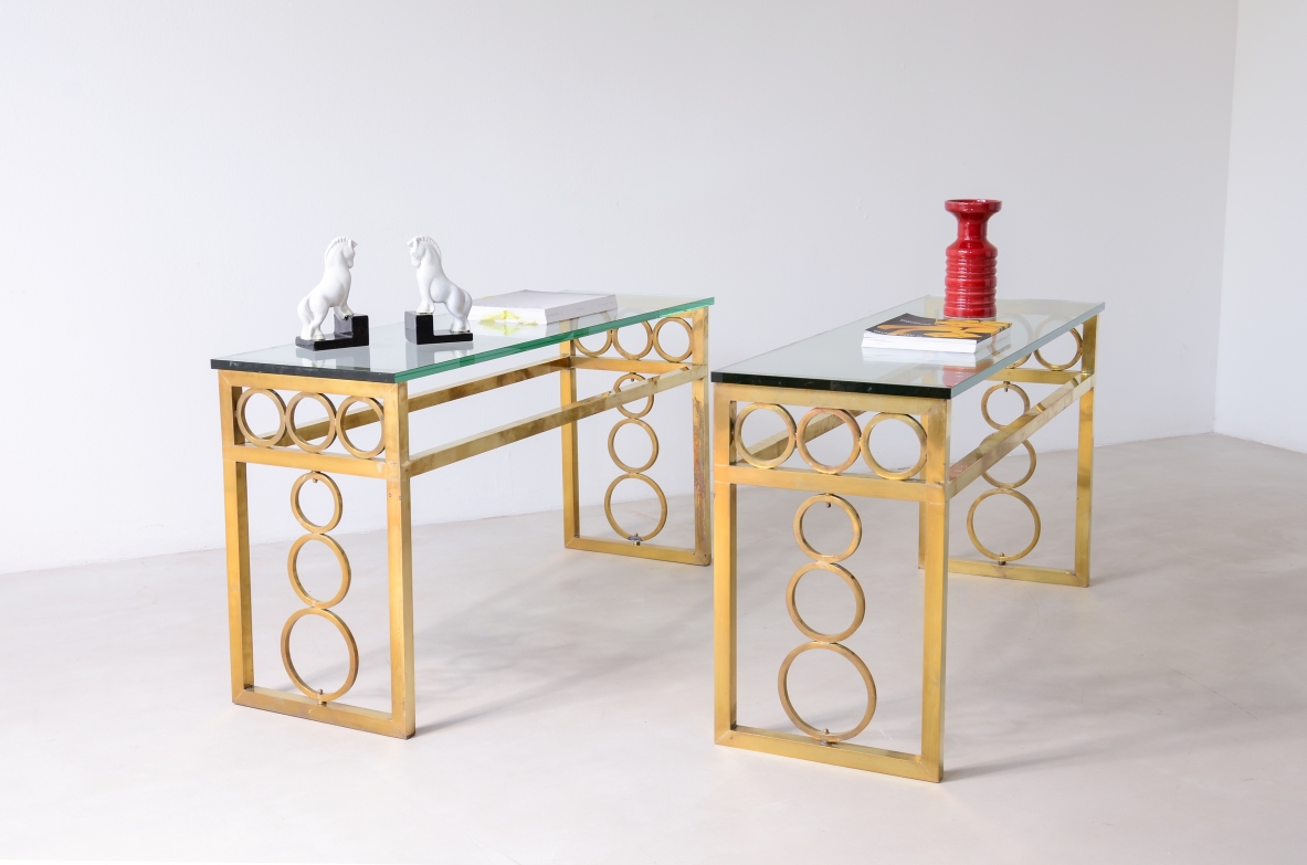 Coppia di console in ottone, Francia 1970ca.
