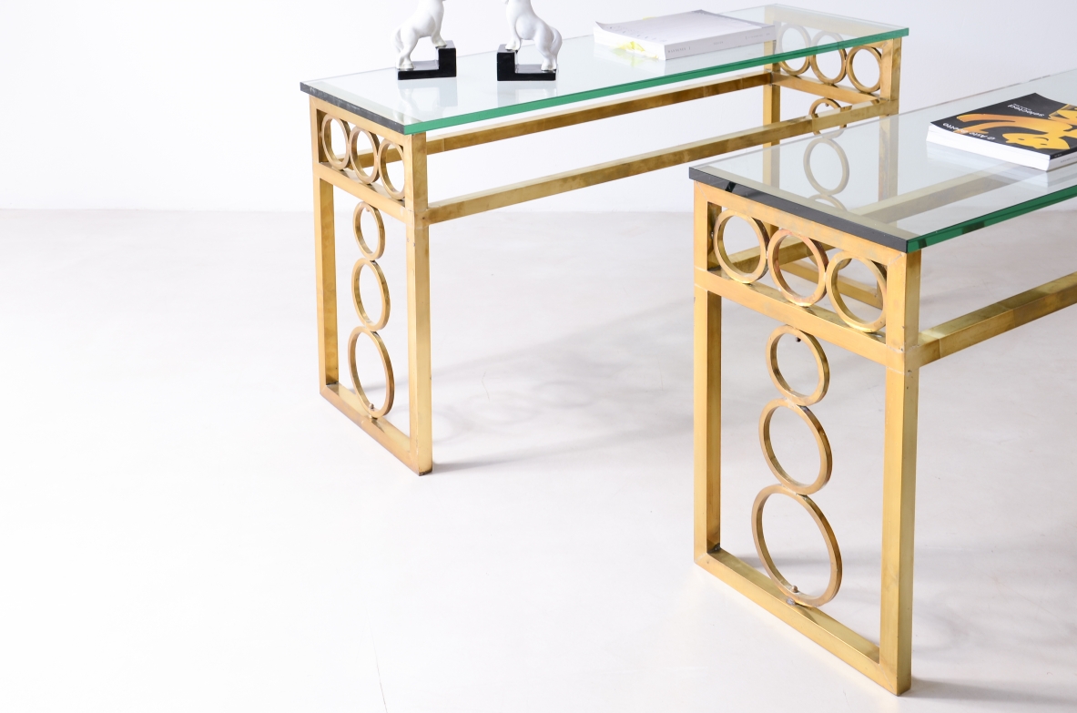 Coppia di console in ottone, Francia 1970ca.