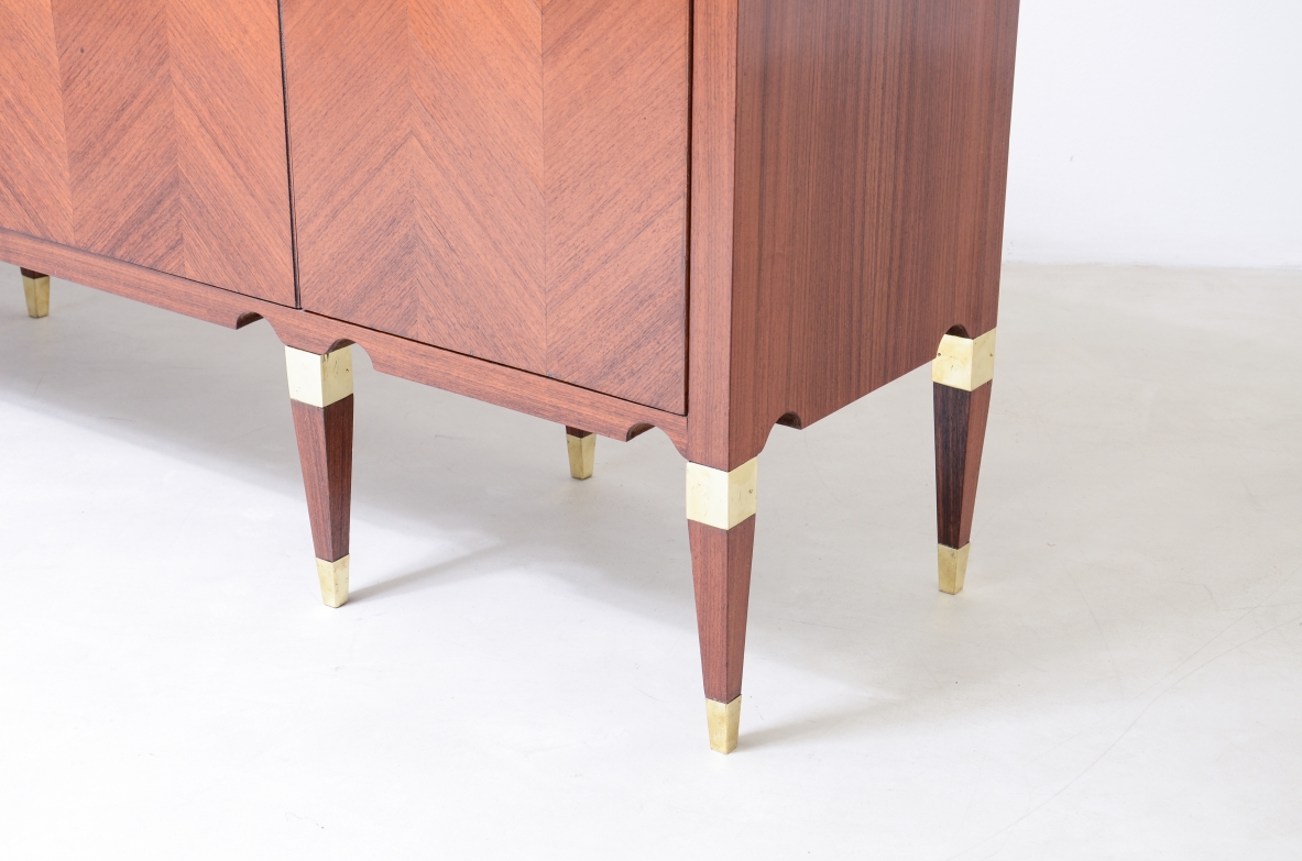 Paolo Buffa  Elegant 4-door walnut cabinet with a herringbone pattern on the front ,  Italian Manufacture 1950's