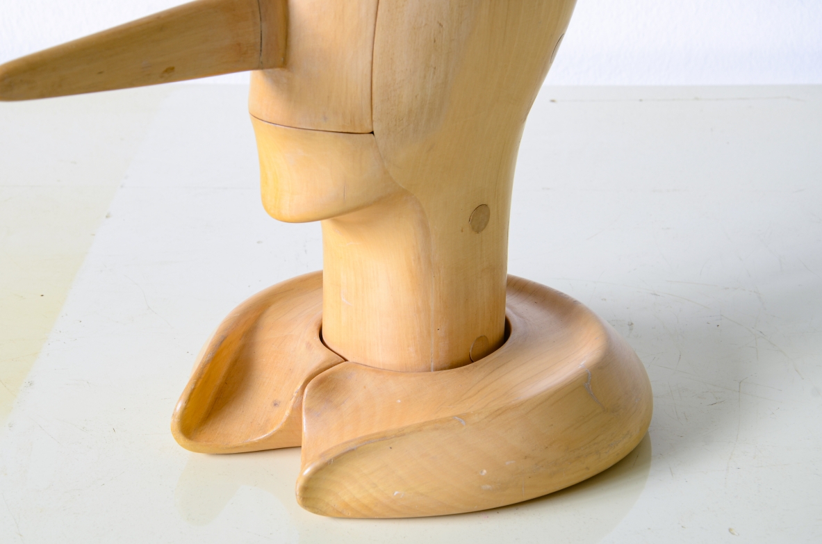 Alfonso Bini  Pinocchio head in maple wood carved and sculpted, probably designed to be used as a nutcracker. Italian manufacture ca.1970s.