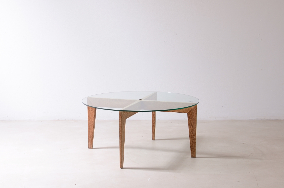 Tavolino in rovere con crociera  Attribuito a Gio Ponti, 1950ca.