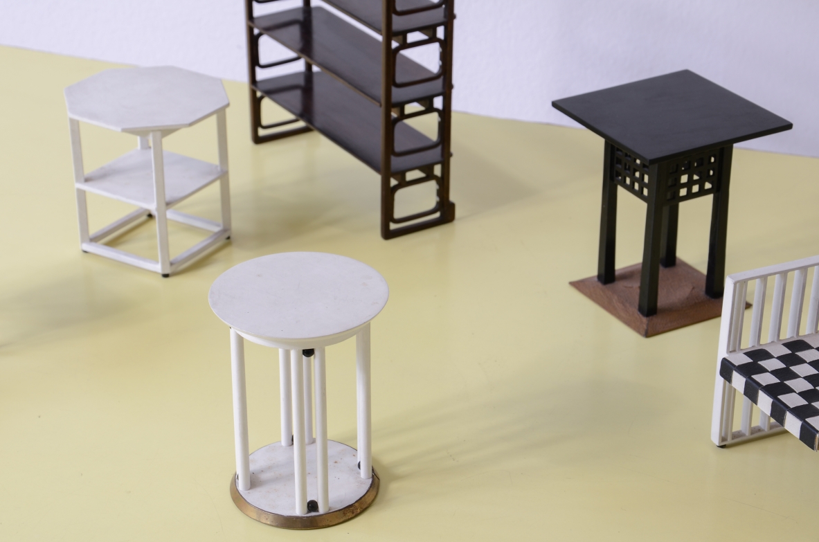set of small models of secessionist furniture, Drawing by Joseph Hoffmann and Adolf Loos 1905-1910