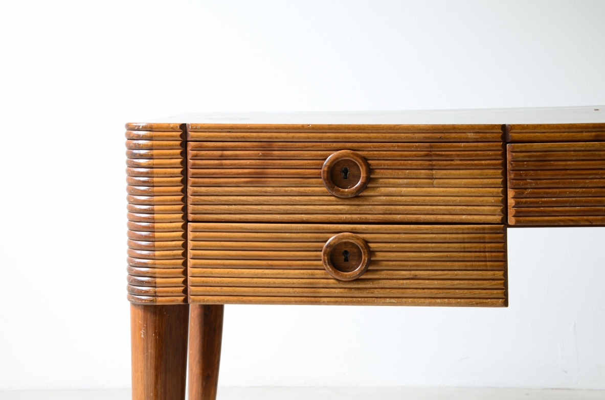 Elegant Paolo Buffa wooden desk with five drawers 1940's