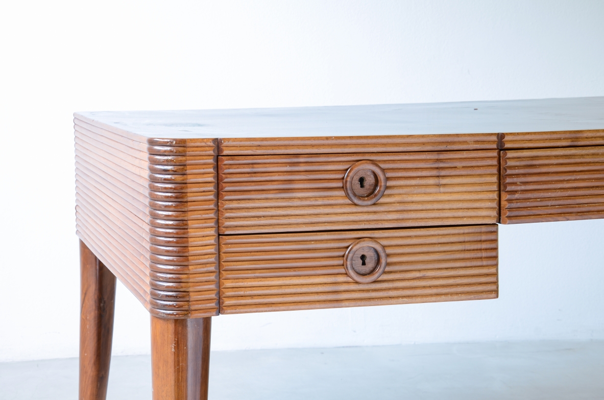 Elegant Paolo Buffa wooden desk with five drawers 1940's