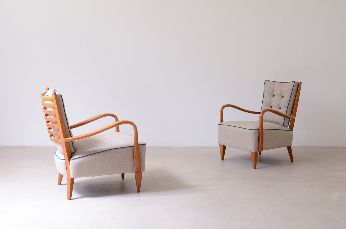Pair of wooden armchairs 1940s in the style of Paolo Buffa