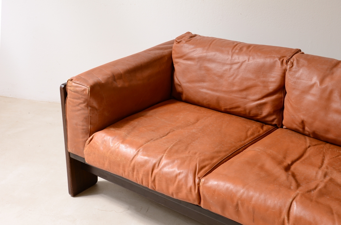 Tobia Scarpa  Bastiano sofa, original leather upholstery Gavina manufacture, circa 1970.
