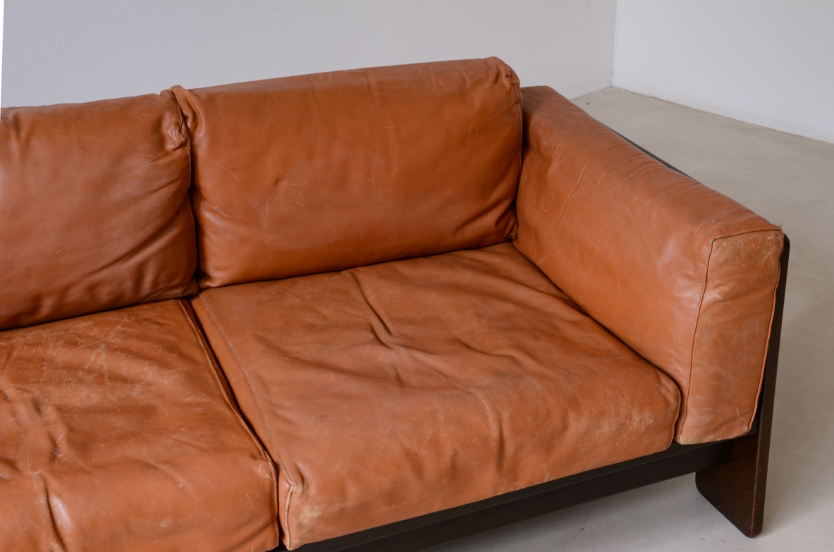 Tobia Scarpa  Bastiano sofa, original leather upholstery Gavina manufacture, circa 1970.