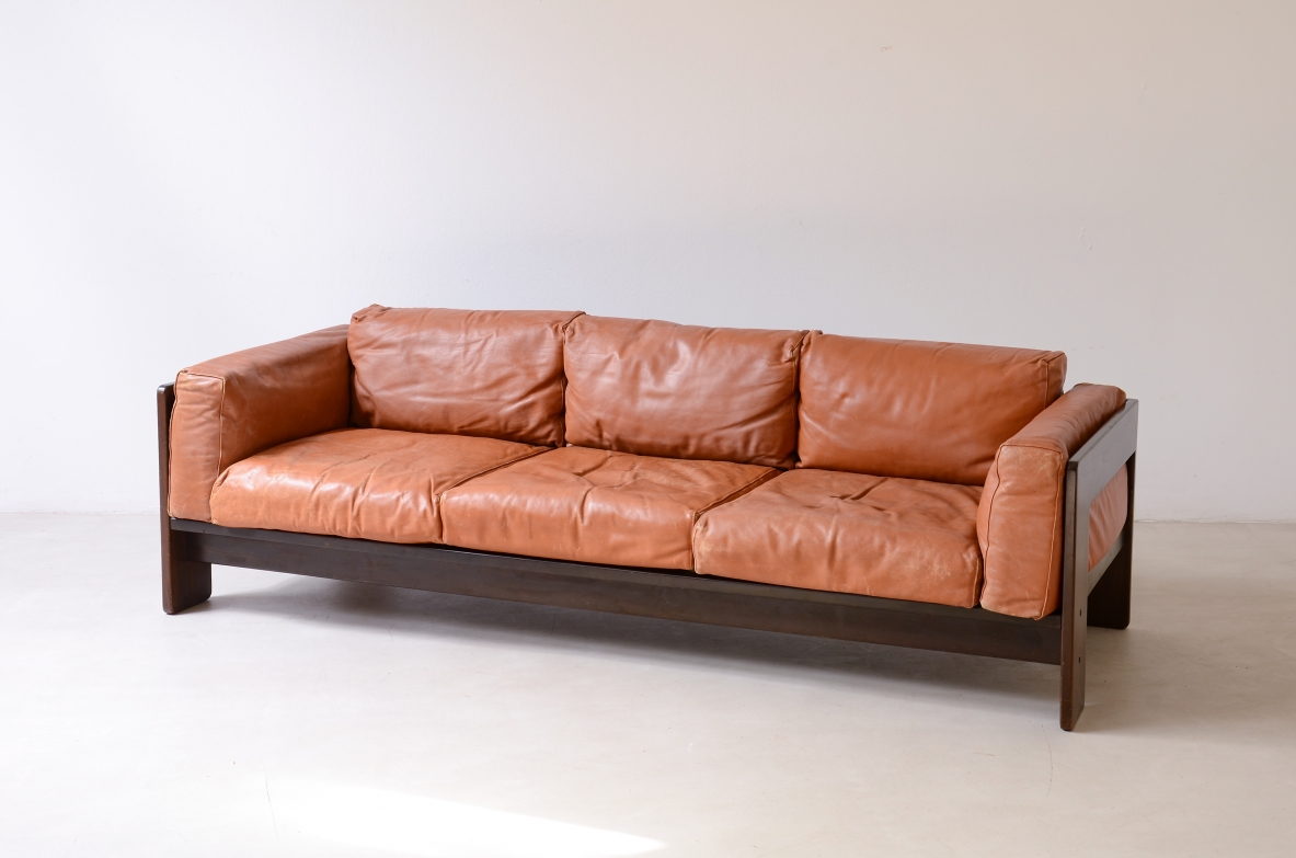 Tobia Scarpa  Bastiano sofa, original leather upholstery Gavina manufacture, circa 1970.