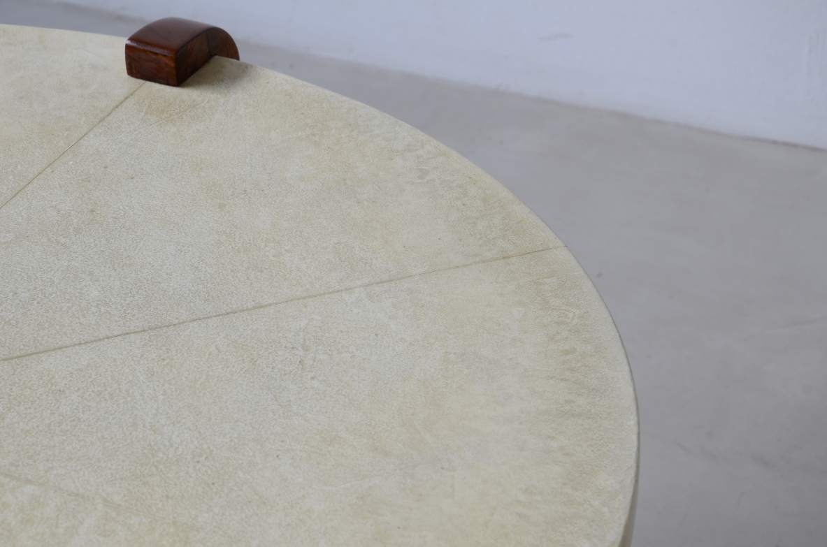 Very elegant Art Deco coffee table with a sunburst parchment top 1930