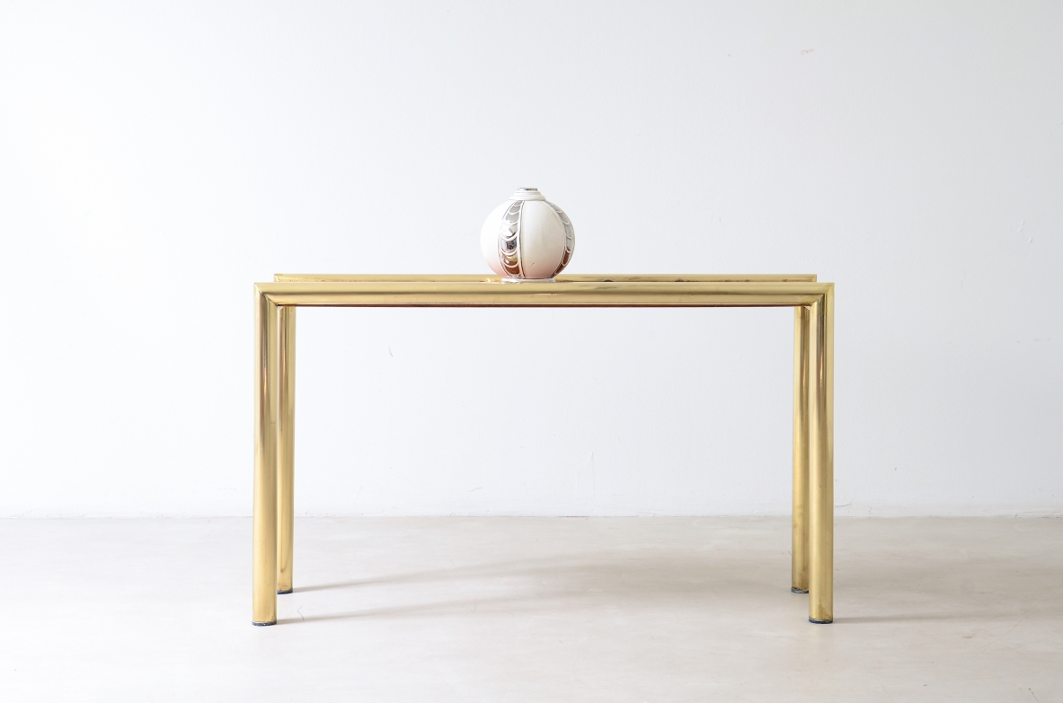 Vintage brass console, Italian manufacture, circa 1970.