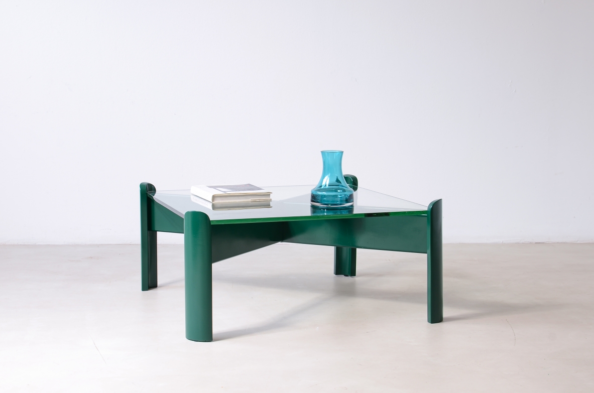 Luigi Caccia Dominioni, Two low living room, Azucena Manufactory, 1960. with thick glass