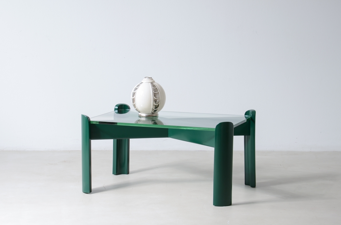 Luigi Caccia Dominioni, Two low living room, Azucena Manufactory, 1960. with thick glass